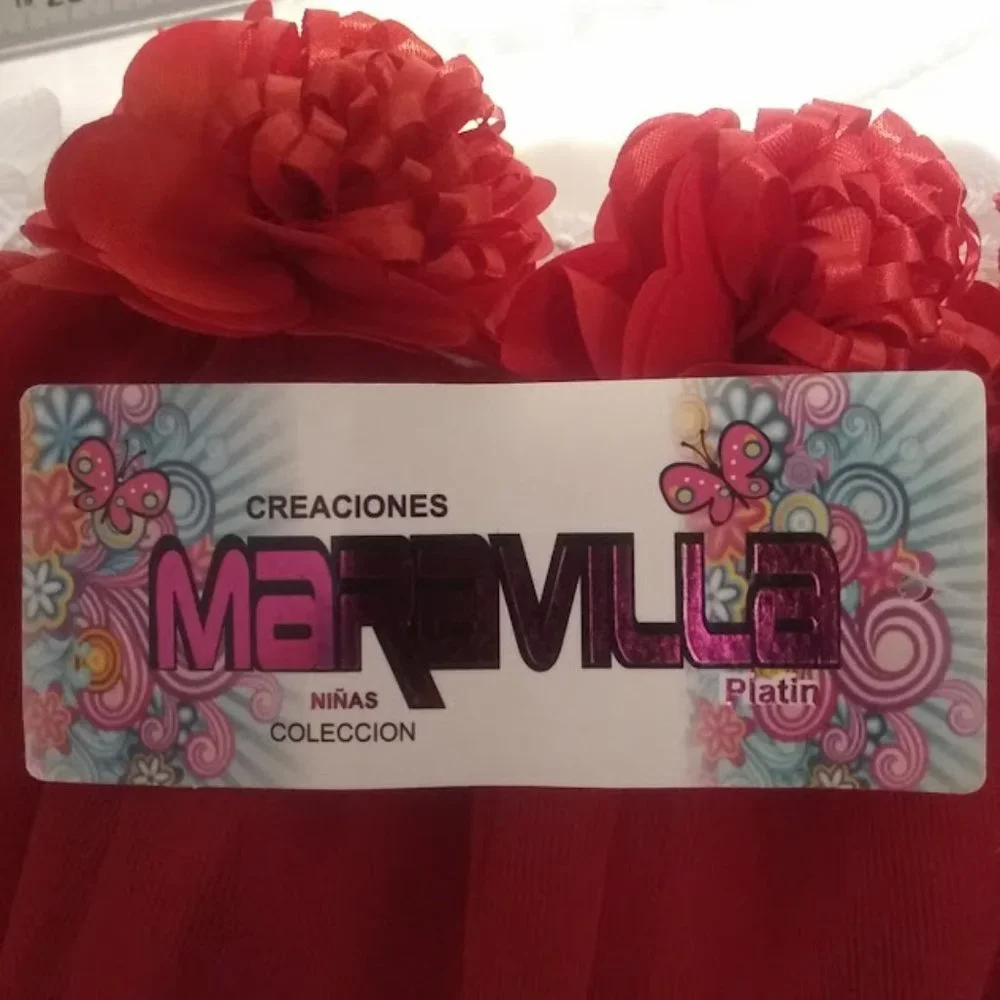 Creaciones Maravilla Platin girls size (8) red and white dress